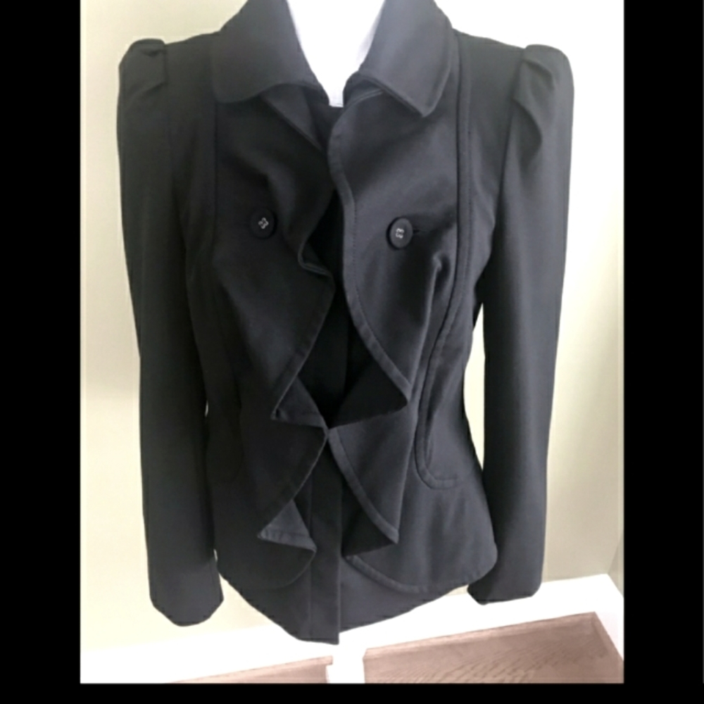 Inc pea coat ruffle jacket